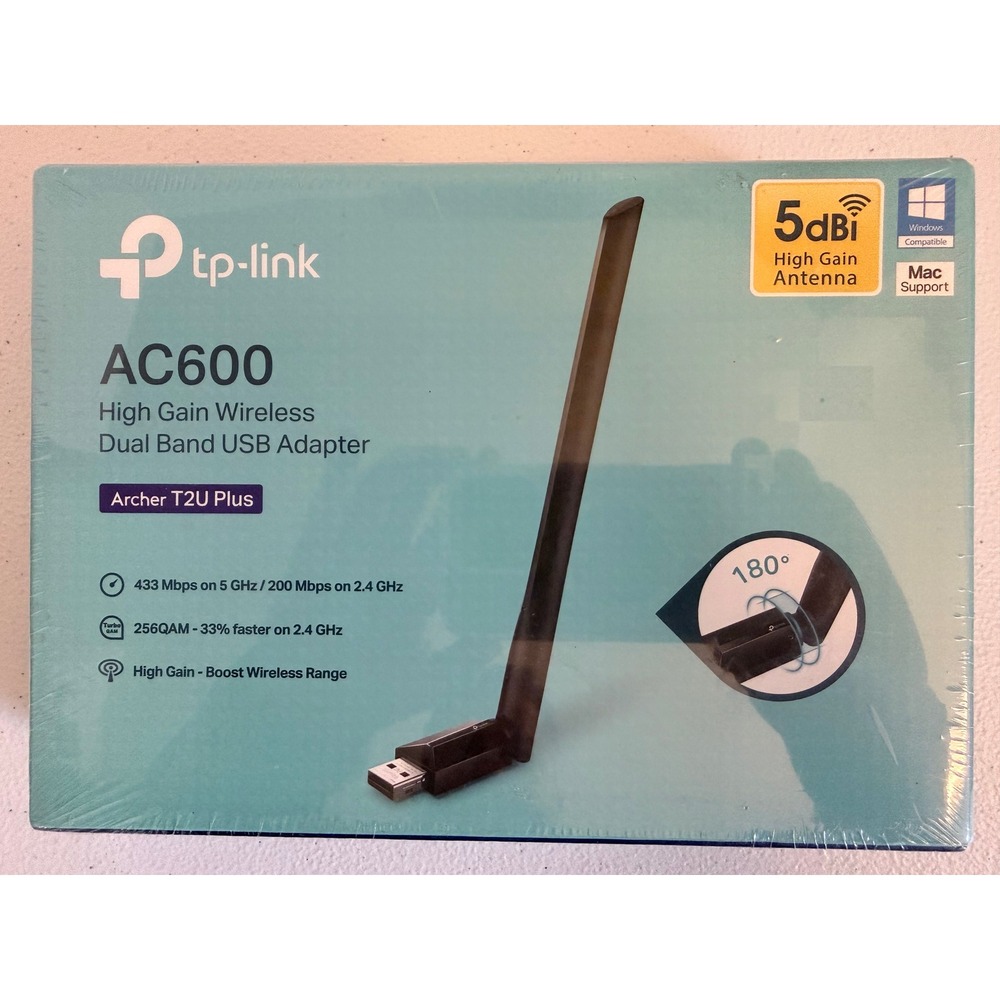 TP Link AC600 High Gain Wireless Dual‎ Band USB Adapter Archer T2U Plus